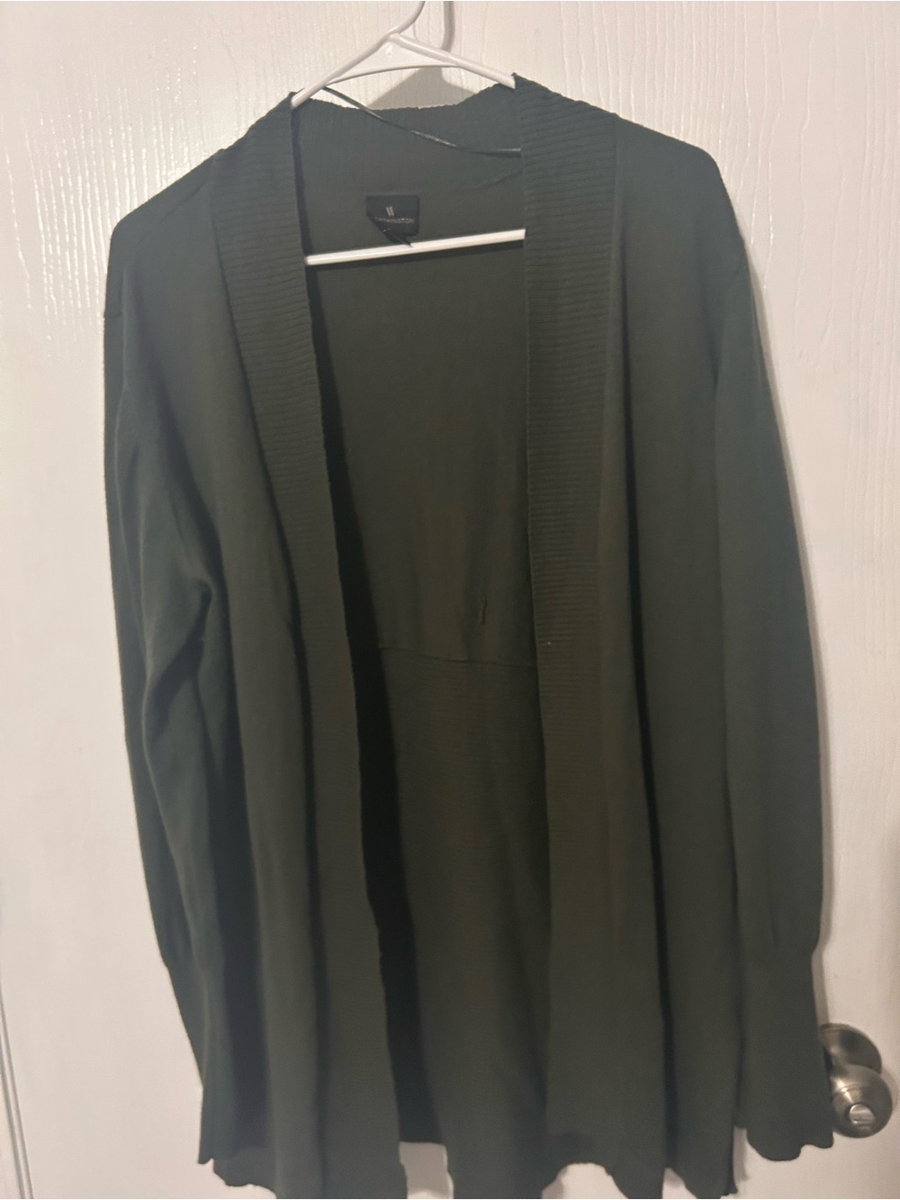 Worthington Open-Front Cardigan in Olive Green